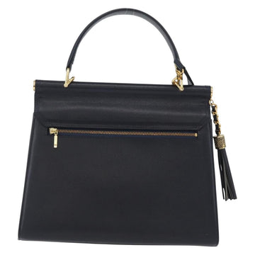 VALENTINO Hand Bag Leather 2way Black Gold Auth 174061A - 0