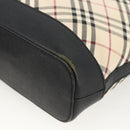 BURBERRY Nova Check Shoulder Bag Canvas Beige Black Silver Auth 174064-9