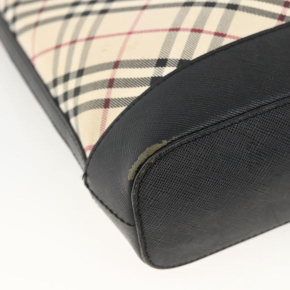 BURBERRY Nova Check Shoulder Bag Canvas Beige Black Silver Auth 174064