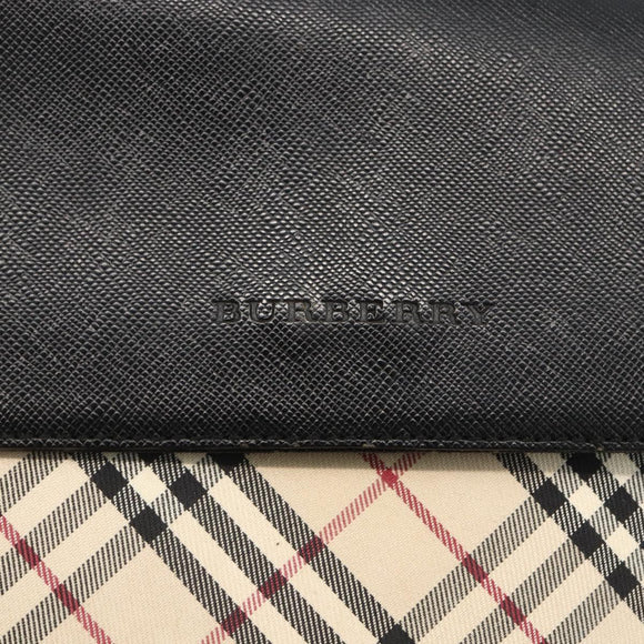 BURBERRY Nova Check Shoulder Bag Canvas Beige Black Silver Auth 174064