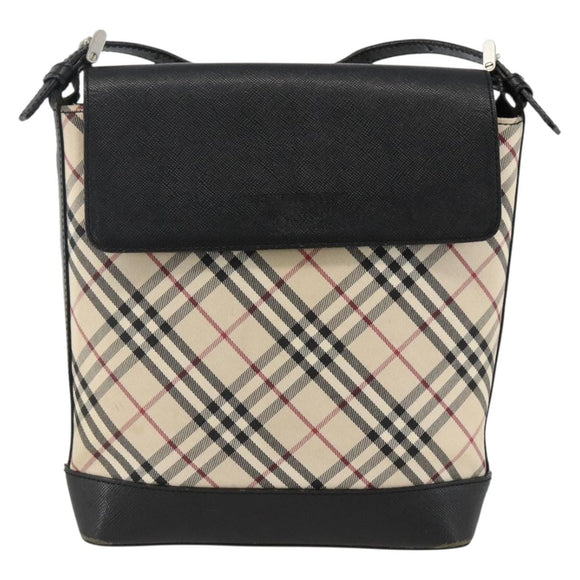 BURBERRY Nova Check Shoulder Bag Canvas Beige Black Silver Auth 174064