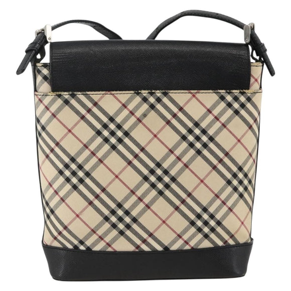 BURBERRY Nova Check Shoulder Bag Canvas Beige Black Silver Auth 174064