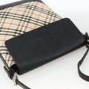 BURBERRY Nova Check Shoulder Bag Canvas Beige Black Silver Auth 174064-6