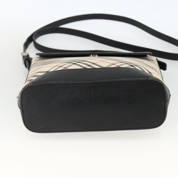 BURBERRY Nova Check Shoulder Bag Canvas Beige Black Silver Auth 174064