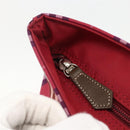 BURBERRY Nova Check Blue Label Hand Bag Nylon Leather Red Silver Auth 174065A-10