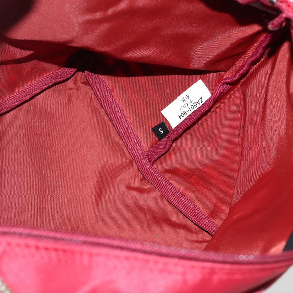 BURBERRY Nova Check Blue Label Hand Bag Nylon Leather Red Silver Auth 174065A