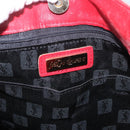 SAINT LAURENT Tote Bag PVC Leather Gray Red gold Auth 174066-18