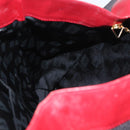 SAINT LAURENT Tote Bag PVC Leather Gray Red gold Auth 174066-19