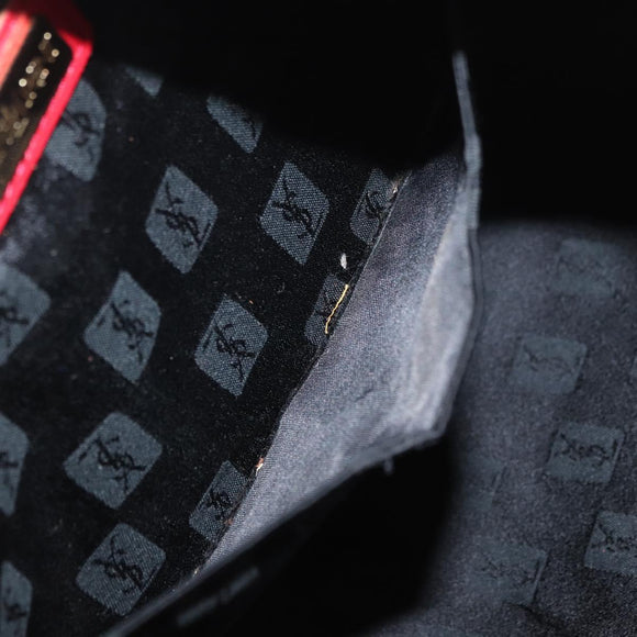 SAINT LAURENT Tote Bag PVC Leather Gray Red gold Auth 174066