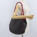 SAINT LAURENT Tote Bag PVC Leather Gray Red gold Auth 174066-22