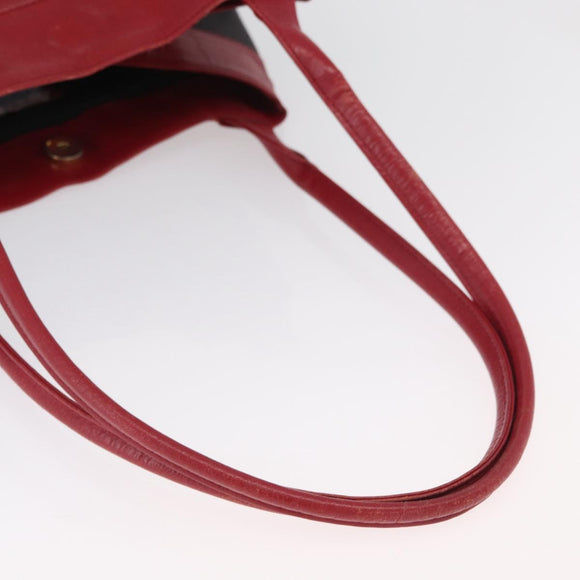 SAINT LAURENT Tote Bag PVC Leather Gray Red gold Auth 174066