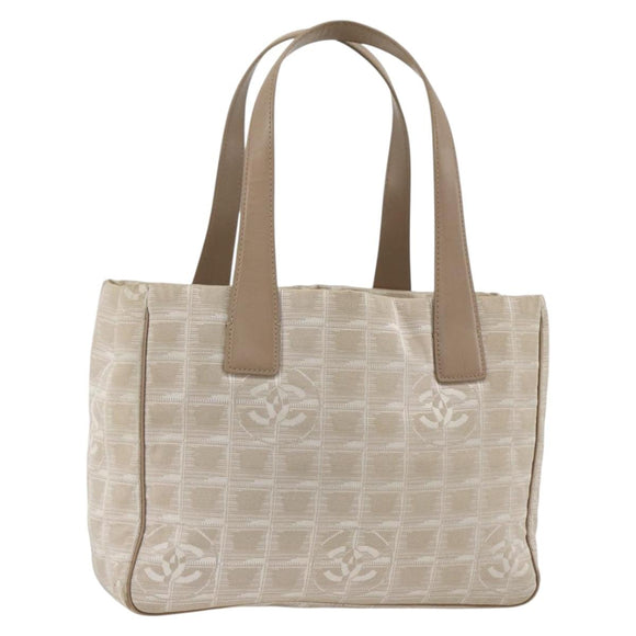 CHANEL New Travel Line Tote Bag Beige CC Auth 174068