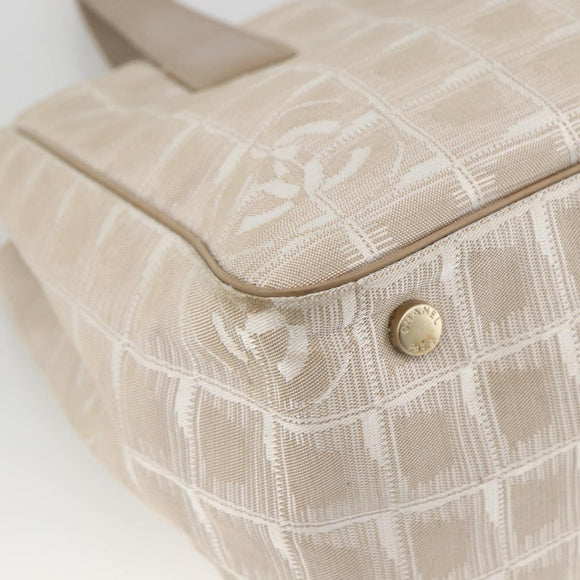 CHANEL New Travel Line Tote Bag Beige CC Auth 174068