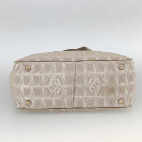 CHANEL New Travel Line Tote Bag Beige CC Auth 174068