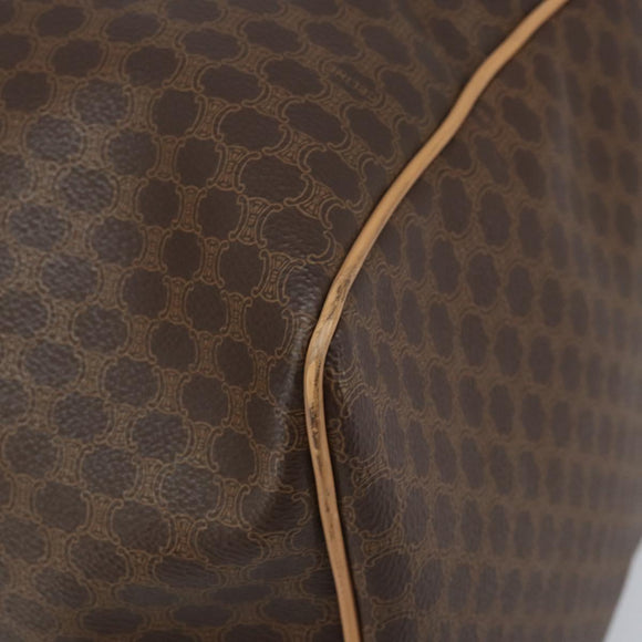 CELINE Macadam Canvas Boston Bag PVC Leather Brown Gold Auth 174071A