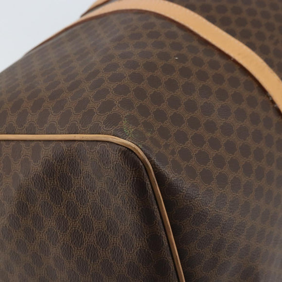CELINE Macadam Canvas Boston Bag PVC Leather Brown Gold Auth 174071A