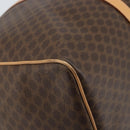 CELINE Macadam Canvas Boston Bag PVC Leather Brown Gold Auth 174071A-13