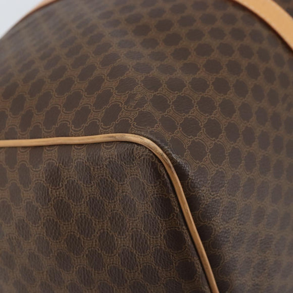CELINE Macadam Canvas Boston Bag PVC Leather Brown Gold Auth 174071A