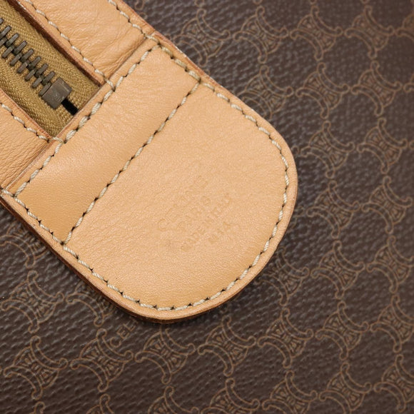 CELINE Macadam Canvas Boston Bag PVC Leather Brown Gold Auth 174071A