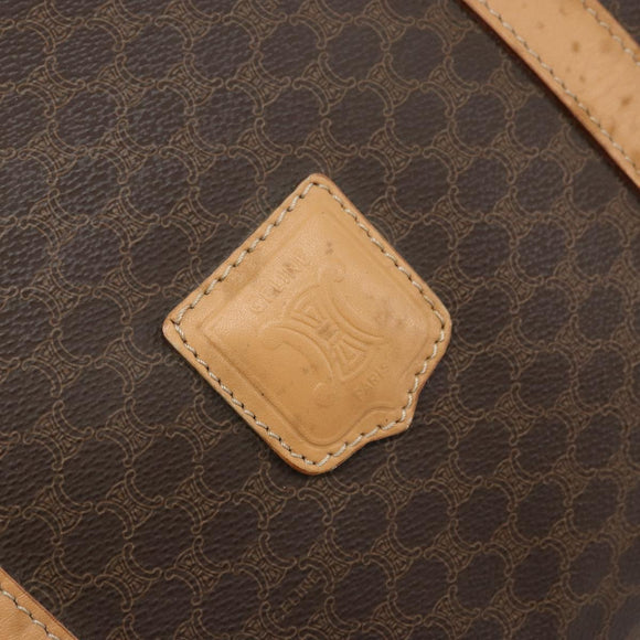 CELINE Macadam Canvas Boston Bag PVC Leather Brown Gold Auth 174071A
