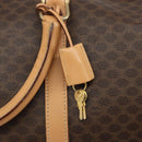CELINE Macadam Canvas Boston Bag PVC Leather Brown Gold Auth 174071A-18
