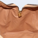 CELINE Macadam Canvas Boston Bag PVC Leather Brown Gold Auth 174071A-20