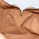 CELINE Macadam Canvas Boston Bag PVC Leather Brown Gold Auth 174071A-21
