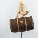 CELINE Macadam Canvas Boston Bag PVC Leather Brown Gold Auth 174071A-24
