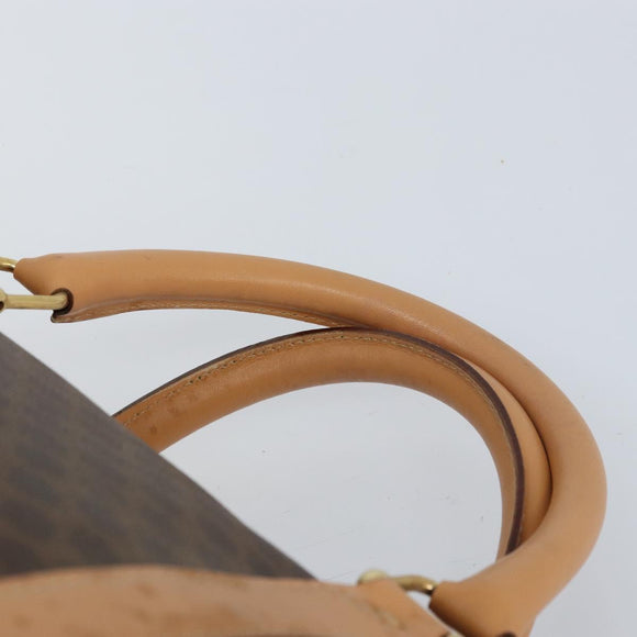 CELINE Macadam Canvas Boston Bag PVC Leather Brown Gold Auth 174071A