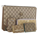 GUCCI GG Supreme Canvas Wallet Clutch Bag PVC 5 Set Beige Auth 174076-1
