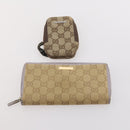GUCCI GG Supreme Canvas Wallet Clutch Bag PVC 5 Set Beige Auth 174076-12
