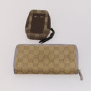 GUCCI GG Supreme Canvas Wallet Clutch Bag PVC 5 Set Beige Auth 174076-13