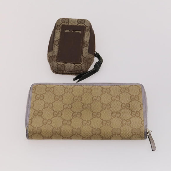 GUCCI GG Supreme Canvas Wallet Clutch Bag PVC 5 Set Beige Auth 174076