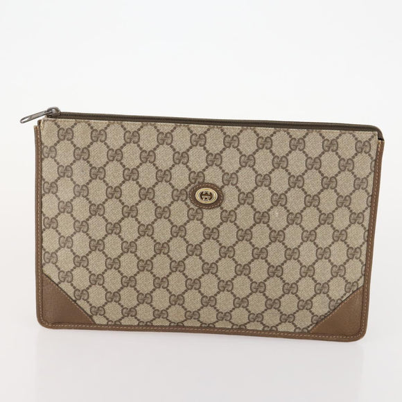 GUCCI GG Supreme Canvas Wallet Clutch Bag PVC 5 Set Beige Auth 174076