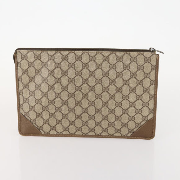 GUCCI GG Supreme Canvas Wallet Clutch Bag PVC 5 Set Beige Auth 174076