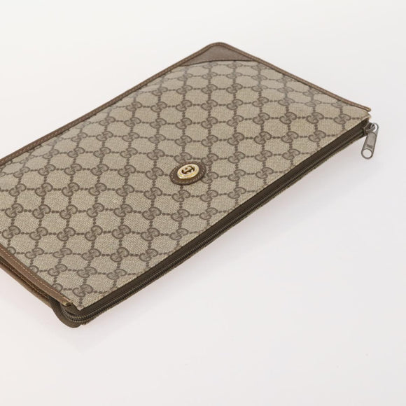 GUCCI GG Supreme Canvas Wallet Clutch Bag PVC 5 Set Beige Auth 174076