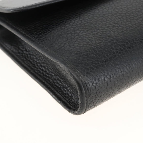 Christian Dior Shoulder Bag Leather Black Gold Auth 174078