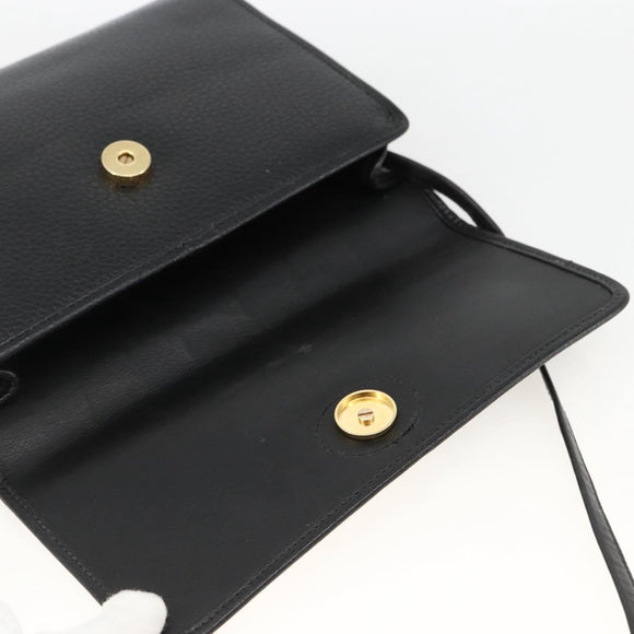 Christian Dior Shoulder Bag Leather Black Gold Auth 174078