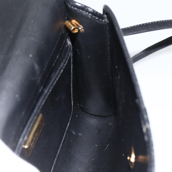 Christian Dior Shoulder Bag Leather Black Gold Auth 174078