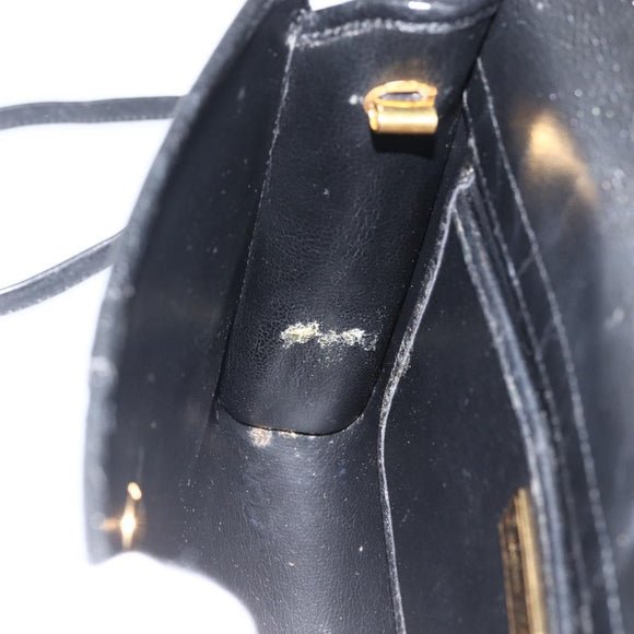 Christian Dior Shoulder Bag Leather Black Gold Auth 174078