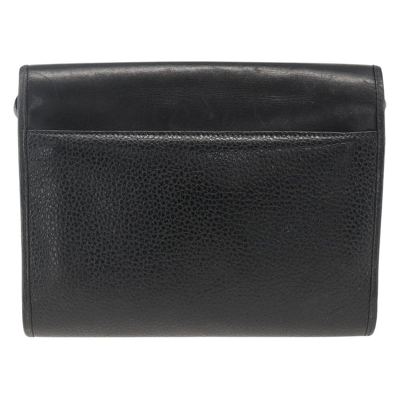 Christian Dior Shoulder Bag Leather Black Gold Auth 174078