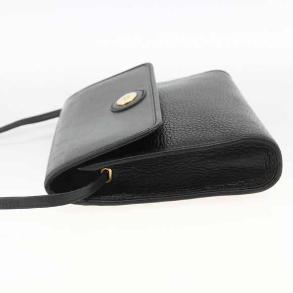 Christian Dior Shoulder Bag Leather Black Gold Auth 174078