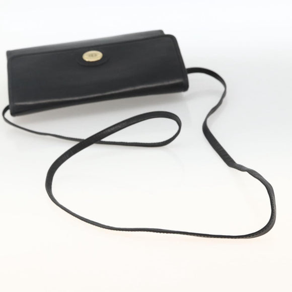 Christian Dior Shoulder Bag Leather Black Gold Auth 174078