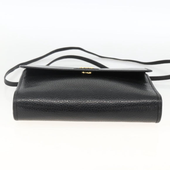Christian Dior Shoulder Bag Leather Black Gold Auth 174078