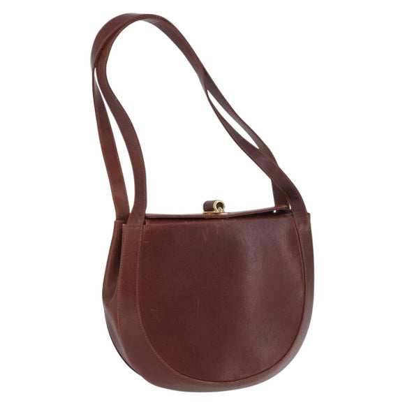 Salvatore Ferragamo Shoulder Bag Leather Brown Gold Auth 174085A