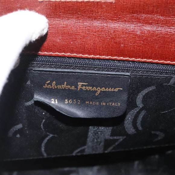 Salvatore Ferragamo Shoulder Bag Leather Brown Gold Auth 174085A