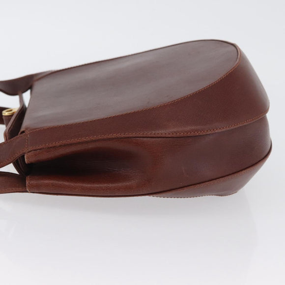 Salvatore Ferragamo Shoulder Bag Leather Brown Gold Auth 174085A