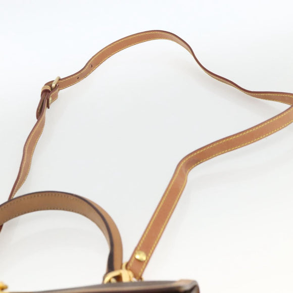 CELINE Macadam Canvas Hand Bag PVC Leather Brown Gold Auth 174092A