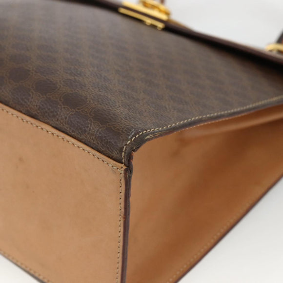 CELINE Macadam Canvas Hand Bag PVC Leather Brown Gold Auth 174092A