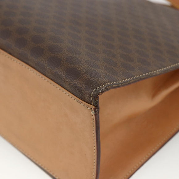 CELINE Macadam Canvas Hand Bag PVC Leather Brown Gold Auth 174092A